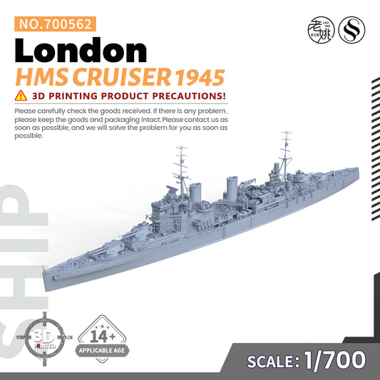 SSMODEL 562 1/700(600,720,800,900) Military Warship Model Kit HMS London HEAVY CRUISER 1945