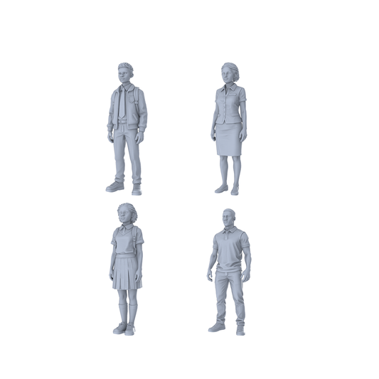 Yao's Studio LYTR311 Unpainted School Figures Miniatures 4-Pack | For Diorama & Hobby Painting Miniatures Diorama Resin Figures
