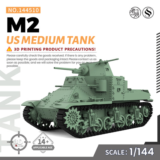 SSMODEL 144510 1/144 Military Model Kit US M2 Medium Tank V2.0