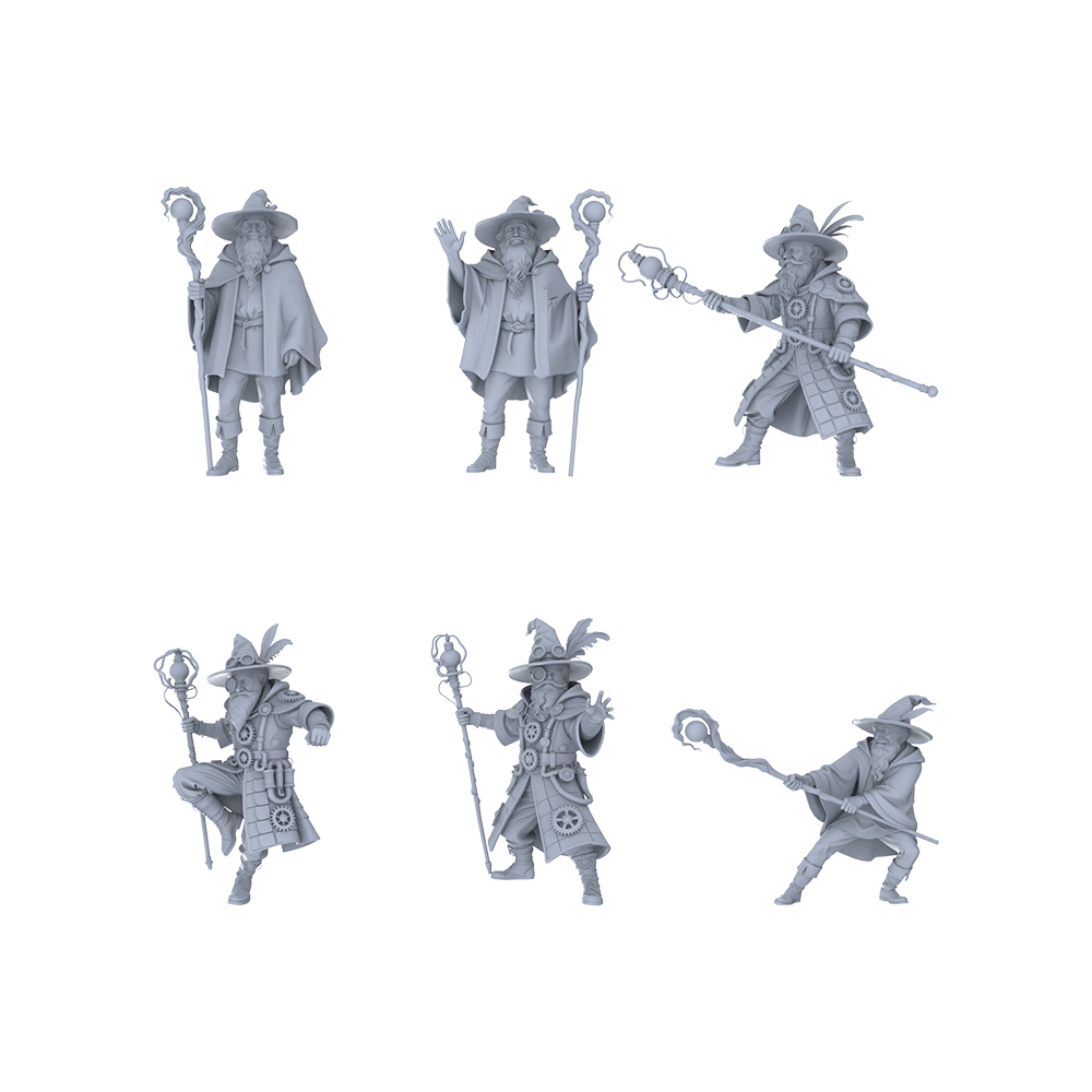 MRY-SFW LYGR075 Medieval Steampunk Mage Magic Theme Wargame Resin White Model Fantasy Theme Theme Wargame Miniature Soldiers Scene Characters Figure Hand-Painted