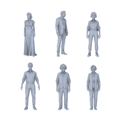 Yao's Studio LYTR203 Unpainted Miniature 6-Piece Set - Urban All-Age Scene Figures for Painting Enthusiasts Miniatures Diorama Resin Figures