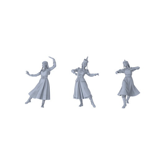 Yao's Studio LYTR297  Mongolian Dance Trio Resin Miniature Model 3-Figure Set, Unpainted Ethnic Performance Figures, DIY Painting Scene Decoration Miniatures Diorama Resin Figures