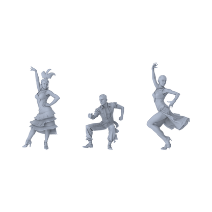 MRY-SFW LYTR557 Modern Stage Latin Dancers Pose Group of 3 Miniature Car Diorama Figures Scene Props Accessories Resin