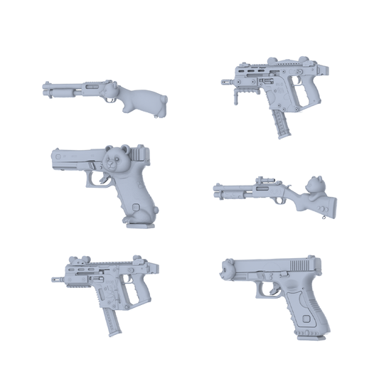 MRY-SFW LYGS192 Kawaii Fantasy Custom Firearm Pack - 6 Unique Teddy Bear & Paw Print Designs