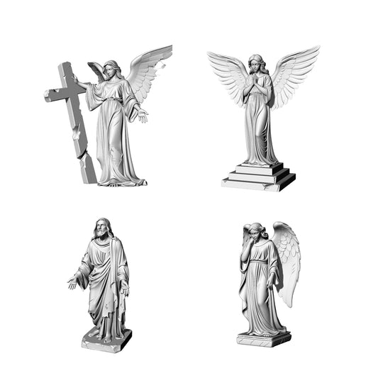 MRY-SFW LYTS264 Mini Tombstone Wreath Cross Set 3D Printed Resin Model Sandtable Ruins Scene Decoration Statue