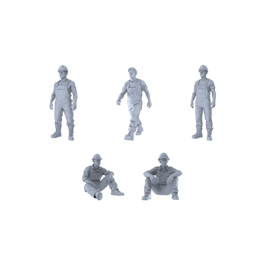 Yao's Studio LYTR305 Unpainted Worker Miniatures 5-Pack | For Diorama, Hobby Painting & Scene Props Miniatures Diorama Resin Figures
