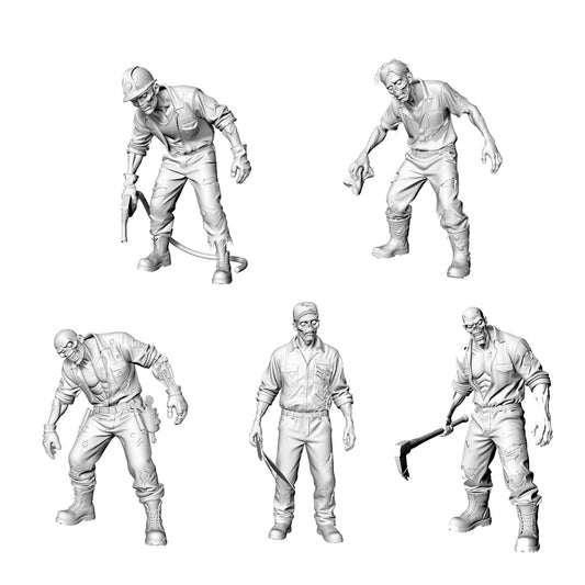 MRY-SFW LYGR312 3D Printed Gas Station & Mechanic Zombies Set ¡§C Attendant, Technician, Tire Worker, Car Wash, Storekeeper Model Kit