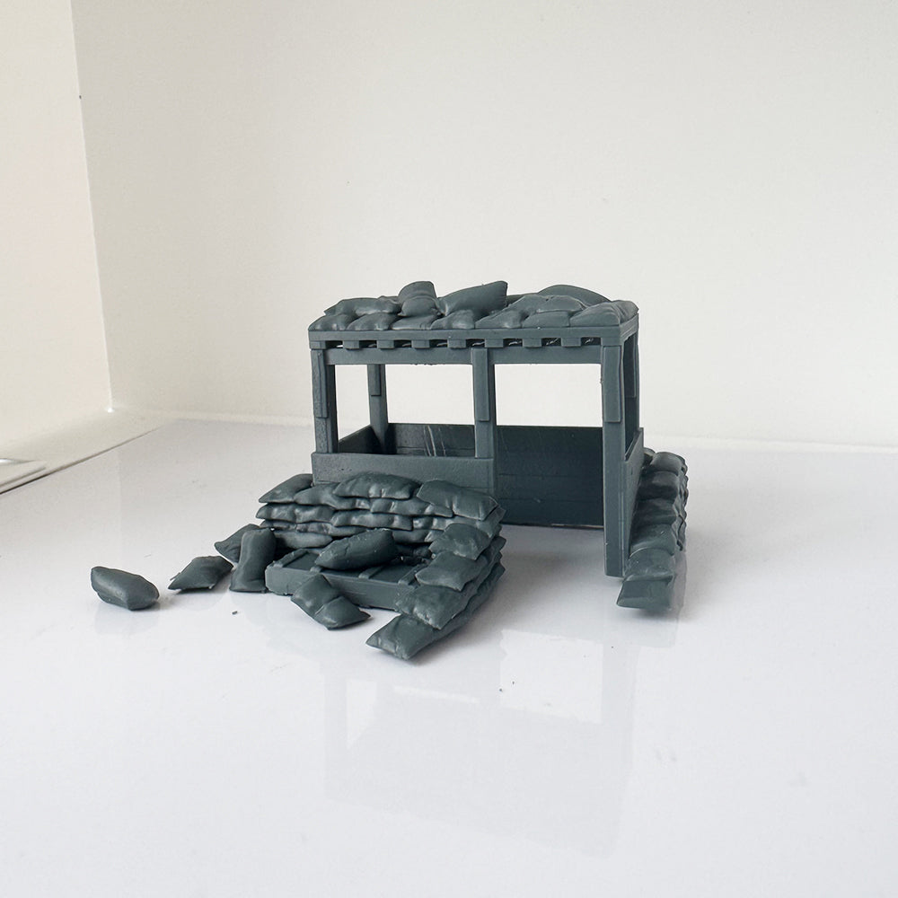 LYTS104 3D Printed Model Kit Scenic Terrain Military Bunker Scene Including Sandbags Buildings And Crates