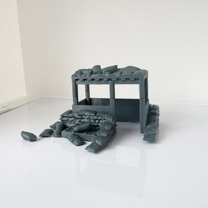 LYTS104 3D Printed Model Kit Scenic Terrain Military Bunker Scene Including Sandbags Buildings And Crates