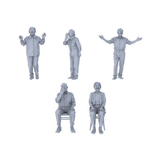 Yao's Studio LYTR259 Singing Elderly Quintet Resin Miniature Model 5-Figure Set, Unpainted Choir Performance Figures, DIY Painting Scene Decoration Miniatures Diorama Resin Figures