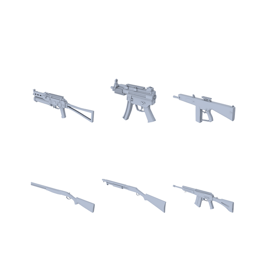 MRY-SFW LYGS005 Modern Battlefield Scale Models - 6 Untextured Shotgun/SMG Set