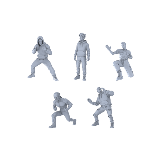 Yao's Studio LYTR320 Unpainted Street Action Figures 5-Pack | For Diorama & Hobby Painting Miniatures Diorama Resin Figures