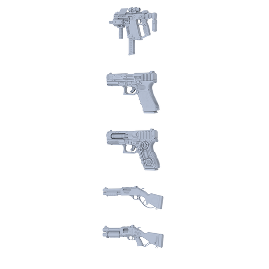 MRY-SFW LYGS151 Industrial Fantasy Modified Tactical Gun 3D Models - 5 Piece Untextured Set