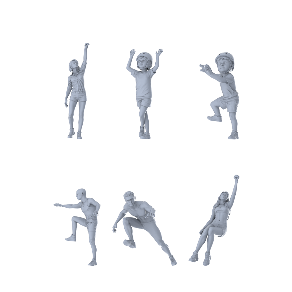 MRY-SFW LYTR680 Modern Sports Jumping Cheering Style Multi-Character Multi-Pose Six-Person Set Miniature Car Diorama Figures Scene Props Accessories Resin