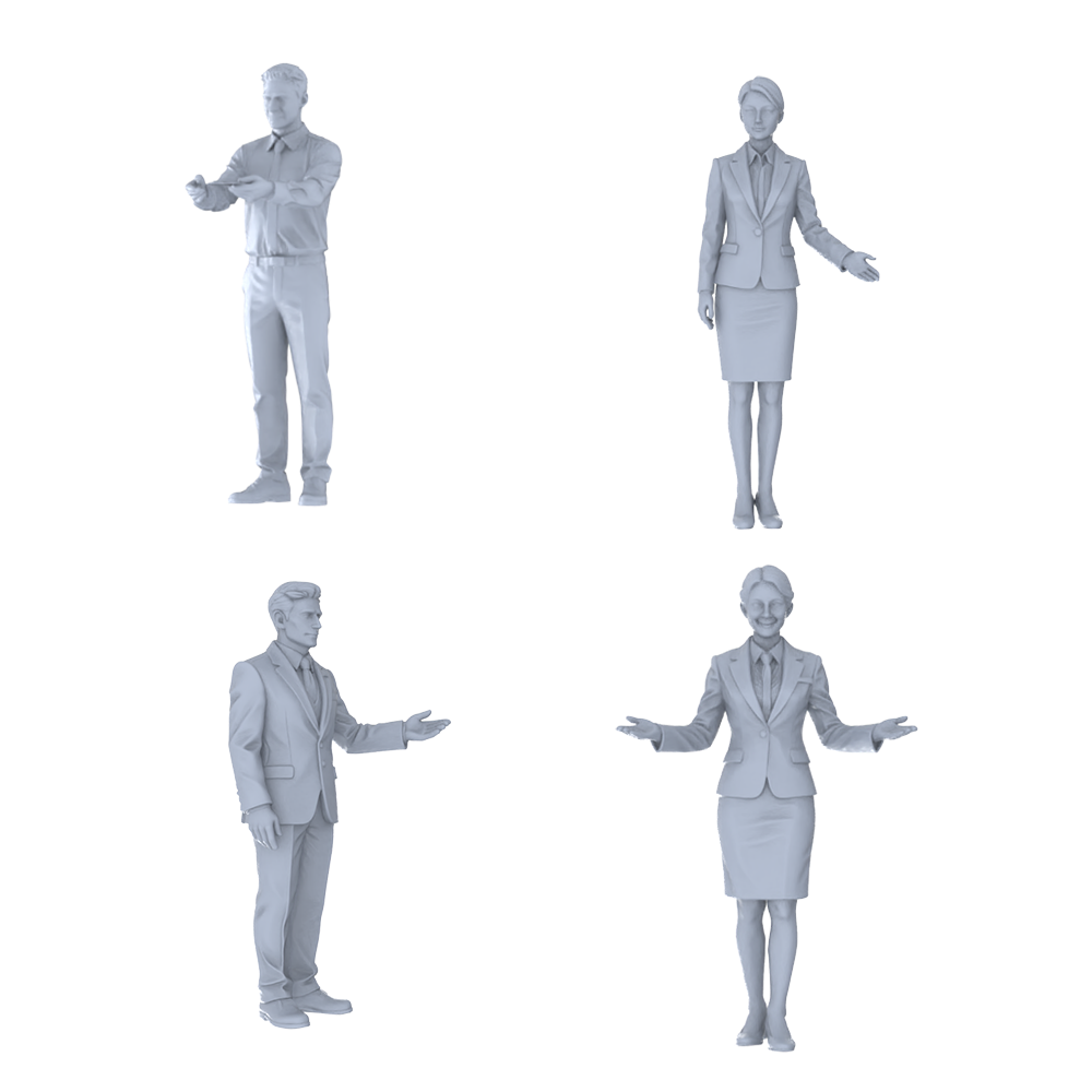 MRY-SFW LYTR697 Modern Figure Office Staff Business 4 pcs Miniature Car Diorama Figures Scene Props Accessories Resin