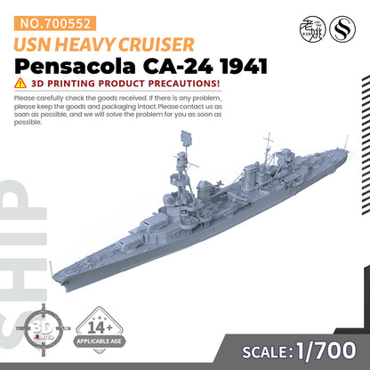 SSMODEL 552 Military Warship Model Kit US Navy Pensacola Heavy Cruiser 1941 CA-24