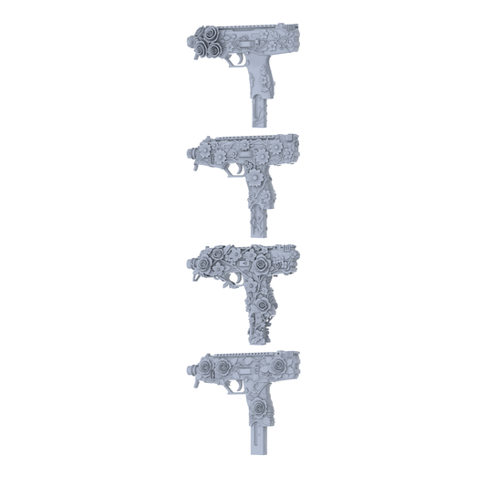 MRY-SFW LYGS174 Blooming SMG-Themed Modified Submachine Gun Set - 4 Gentle Fantasy Variants (Untextured)