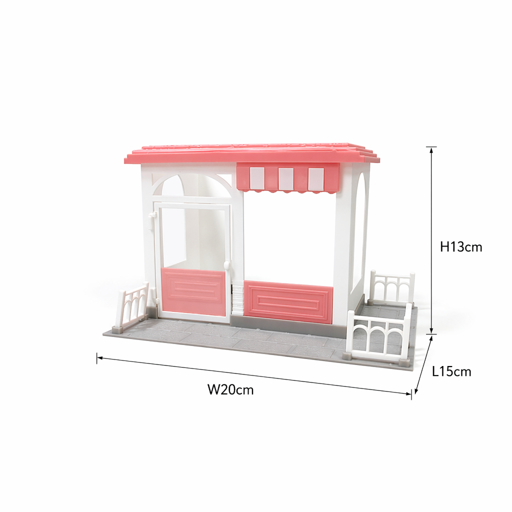 RHF0399 Miniature Gable-Roof Shop Base, Open-Side Empty Room for Dollhouse Desktop Ornament Creative DIY Hut Dollhouse Background House Model Home Background Miniature Model