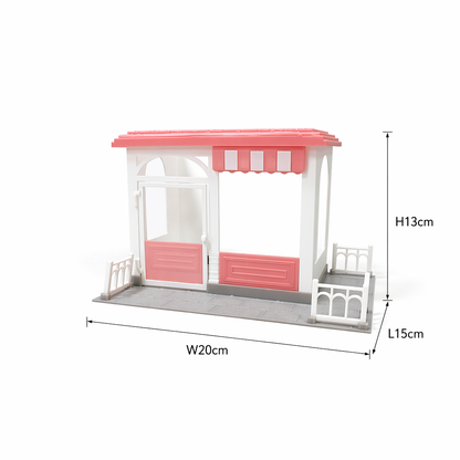 RHF0399 Miniature Gable-Roof Shop Base, Open-Side Empty Room for Dollhouse Desktop Ornament Creative DIY Hut Dollhouse Background House Model Home Background Miniature Model