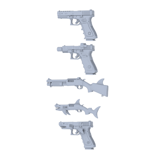 MRY-SFW LYGS223 Deep Sea Fantasy Custom Firearm Pack - 5 Unique Shark Tooth/Fin/Tail Designs