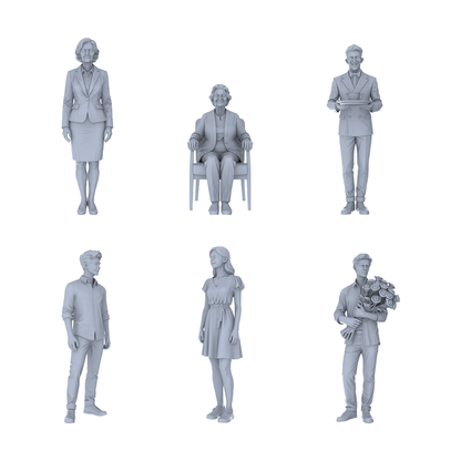 Yao's Studio LYTR204  Unpainted Miniature 6-Piece Set - Caf¡§| & Date Scene Urban Figures for Realistic Dioramas Miniatures Diorama Resin Figures