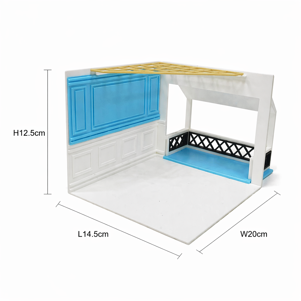 RHF0408 Casual Style Interior Base, Open-Side Empty Room for Dollhouse Desktop Ornament Creative DIY Hut Dollhouse Background House Model Home Background Miniature Model