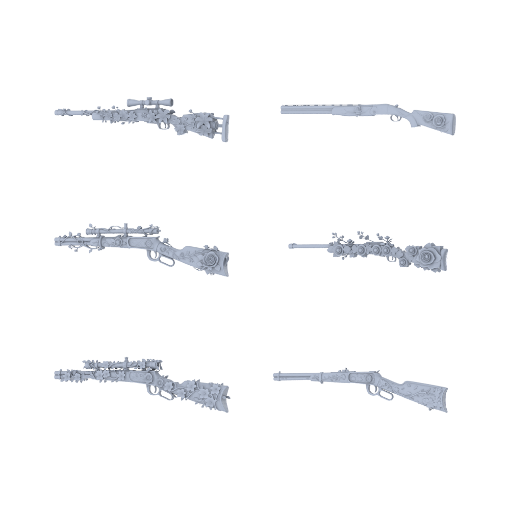 MRY-SFW LYGS234 Rose Blossom Sniper-Themed Modified Firearm Set - 6 Romantic Fantasy Variants (Untextured)