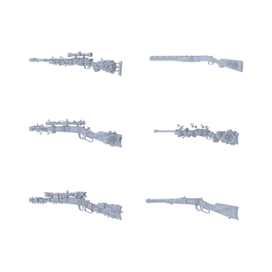 MRY-SFW LYGS234 Rose Blossom Sniper-Themed Modified Firearm Set - 6 Romantic Fantasy Variants (Untextured)