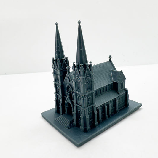 MRY-SFW LYTS130 3D Printed Gothic Style Double Spire Church Building Retro Cathedral Miniature for Diorama Builders Collectors or Religious Architecture Enthusiasts