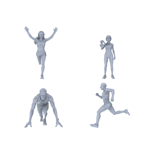 Yao's Studio LYTR140  Urban Leisure Sports & Lifestyle Scene Resin Miniature Model 4-Set Set - Sports & Casual Figures Unpainted DIY Model Painting Urban Scene Decor 1set