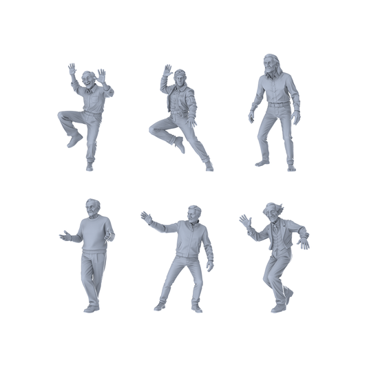 MRY-SFW LYTR505 Modern Elderly Energetic Dance Group of 6  Miniature Car Diorama Figures Scene Props Accessories Resin