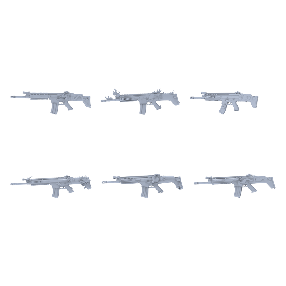 MRY-SFW LYGS113 Eco-Fantasy Custom SCAR Rifle Pack - 6 Unique Beast & Flame Designs