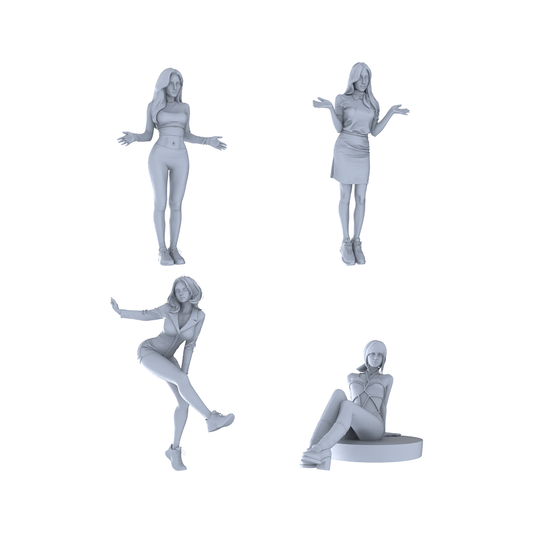 MRY-SFW LYGR176 Beauty 5 Female Warrior Chess Resin White Model War Game Miniature Soldier Scene Character Figure Hand Painted Adult Collectible