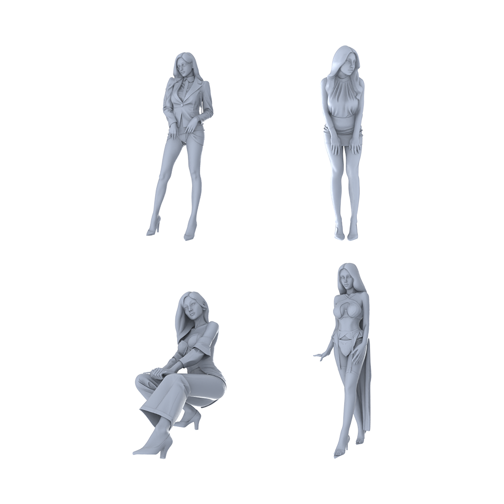 MRY-SFW LYTR434 Urban Chic Quartet 4-Figure Set,  Fashionista, DIY Paintingation Miniature Car Diorama Figures Scene Props Accessories Resin