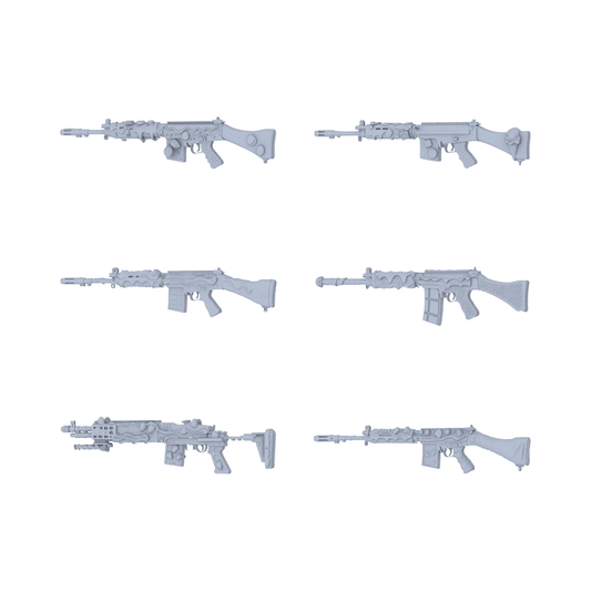 MRY-SFW LYGS096 Nature-Inspired Modified Tactical Rifle 3D Models - 6 Piece Untextured Set