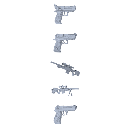 MRY-SFW LYGS141 Phoenix Fantasy Modified Tactical Gun 3D Models - 5 Piece Untextured Set