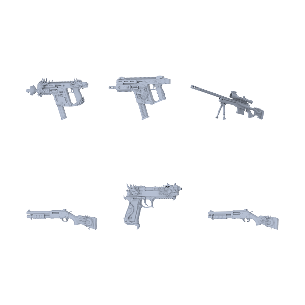 MRY-SFW LYGS116 Chinese Fantasy Custom Compact Weapon Pack - 6 Unique Dragon Head & Body Designs