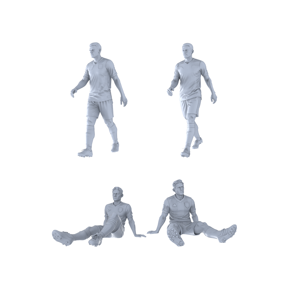 Yao's Studio LYTR272 Unpainted Miniature Soccer Sideline 4-Pack for Diorama & Hobby Painting Miniatures Diorama Resin Figures