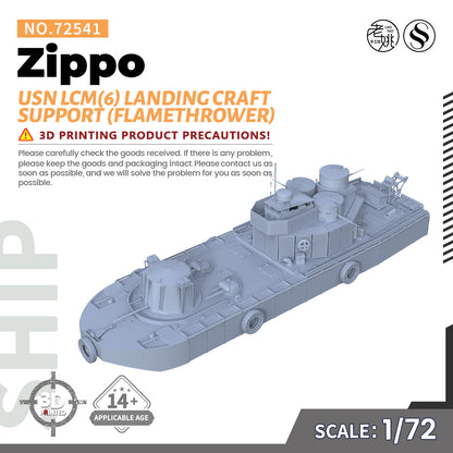 SSMODEL 72541 1/72 Military Model Kit USN LCM(6) "Zippo" Landing Craft Support (Flamethrower)