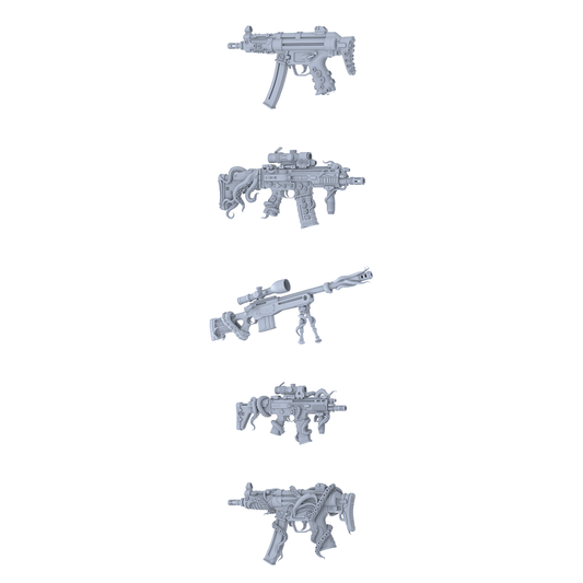 MRY-SFW LYGS310 Cthulhu Tactical Series - 5-Piece Sci-Fi Assault Rifle & Sniper Rifle Set Modified with Tentacle & Mechanical Elements