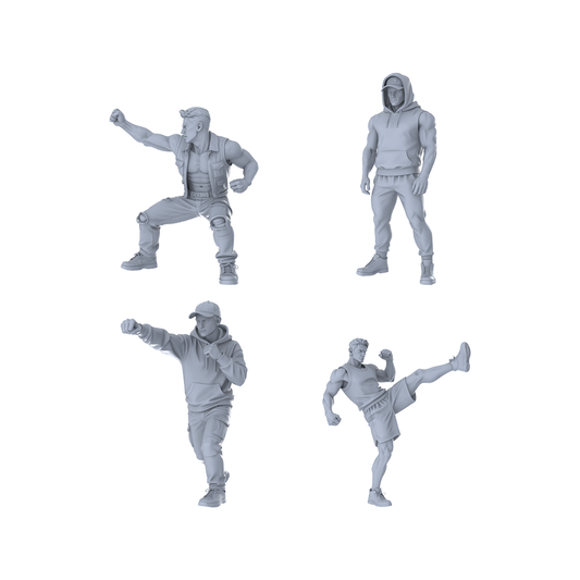 Yao's Studio LYTR321  Unpainted Combat Action Miniatures 4-Pack | For Diorama & Hobby Painting Miniatures Diorama Resin Figures