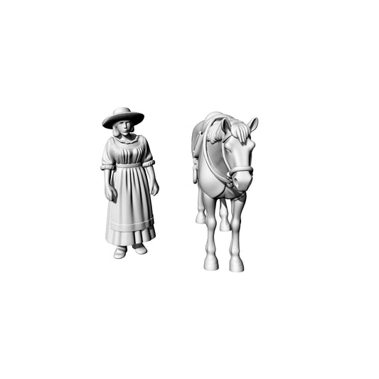 Yao's Studio LYTR074 High Detail Victorian Style Farmer & Horse Set, Unpainted Resin 3D Print Models for Diorama 1set