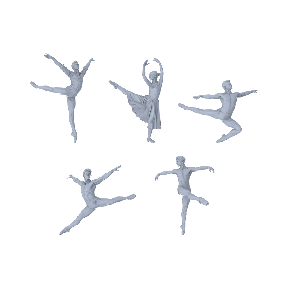 MRY-SFW LYTR548 Modern Stage Ballet Dancers Pose Group of 5 Miniature Car Diorama Figures Scene Props Accessories Resin