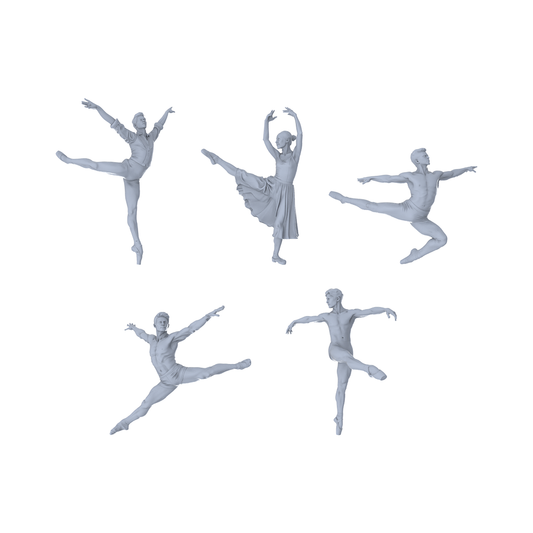 MRY-SFW LYTR548 Modern Stage Ballet Dancers Pose Group of 5 Miniature Car Diorama Figures Scene Props Accessories Resin