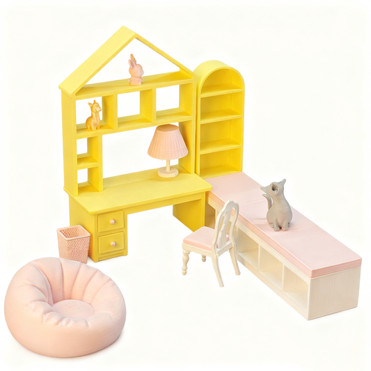 LYTP1015 Sweet Living Room Sugar Cube Chamber Series 1/18 Scale 3D Printed DIY Miniature Dollhouse For BJD & Obitsu Dolls Desktop Display