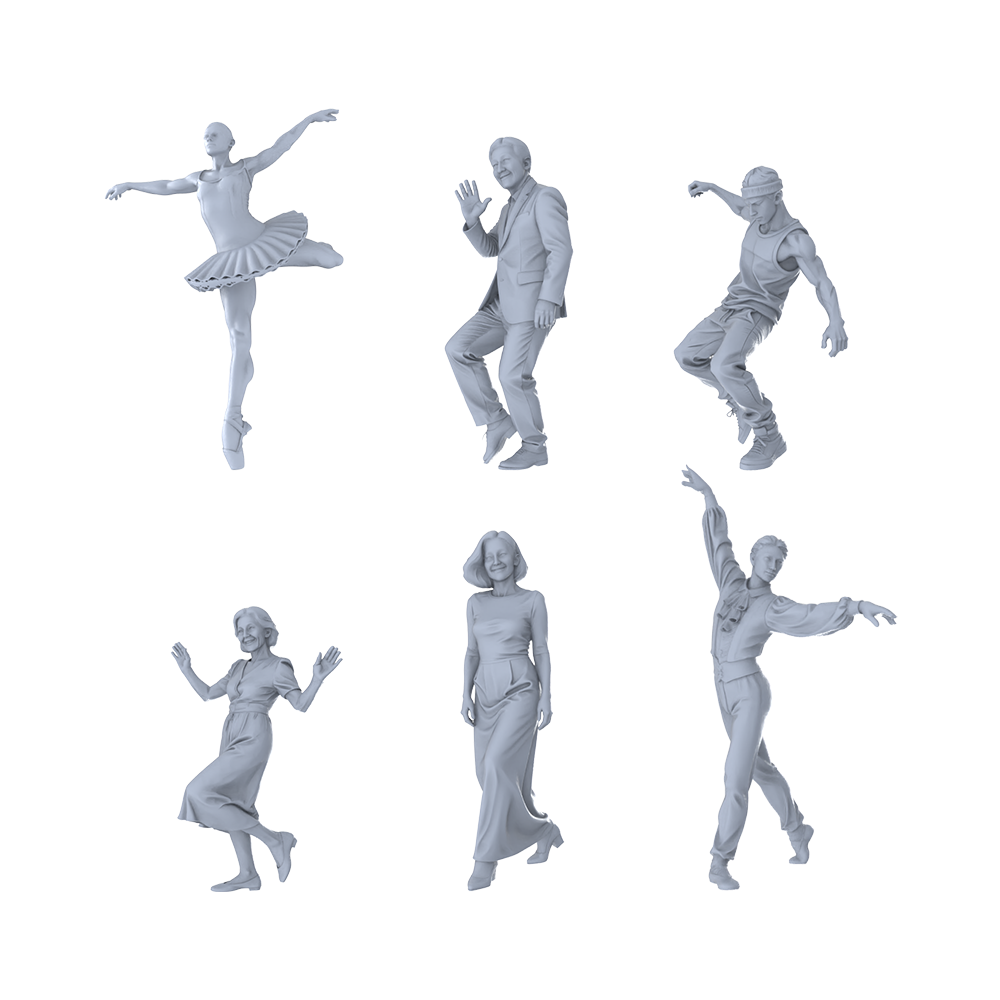 MRY-SFW LYTR445 6-Piece Set. Stage a vibrant city scene with elegant dancers and expressive citizens. Miniature Car Diorama Figures Scene Props Accessories Resin