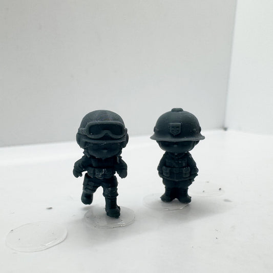 MRY-SFW LYTS151 3D Printed Q-Style Modern Military Figurines Helmet Tactical Gear Themed Trendy Toy Models for Collection Displa