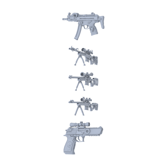 MRY-SFW LYGS219 Bone Fantasy Modified SMG/Sniper Pistol 3D Models - 5 Piece Untextured Set