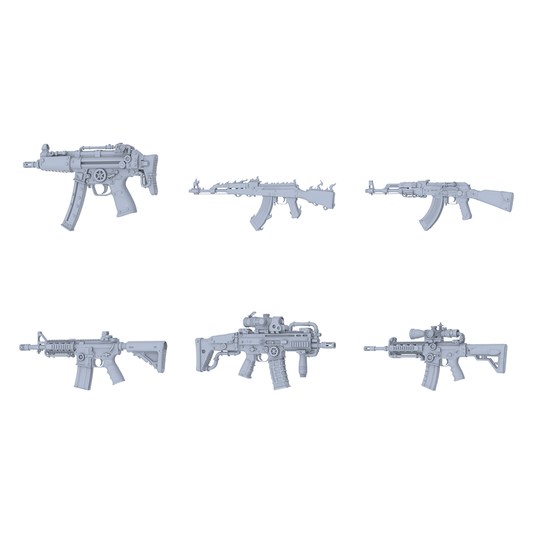 MRY-SFW LYGS108 Mechanical Fantasy Modified Tactical Gun 3D Models - 6 Piece Untextured Set