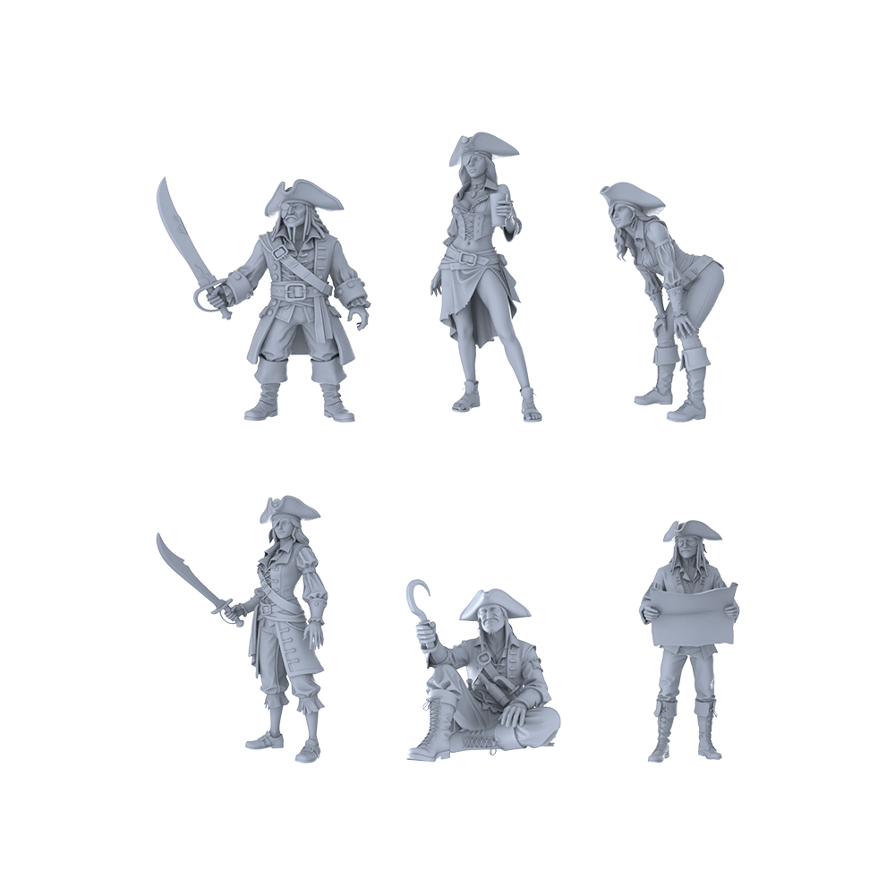 MRY-SFW LYTR569 Modern Era Pirate Characters Pose Group of 6 Miniature Car Diorama Figures Scene Props Accessories Resin